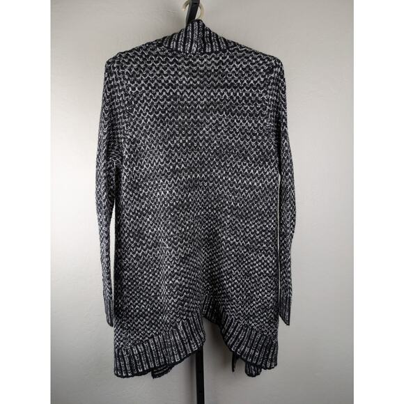 Lane Bryant 14/16 Black Gray Open Front Long Sleeve Knit Cardigan Acrylic - Picture 2 of 6